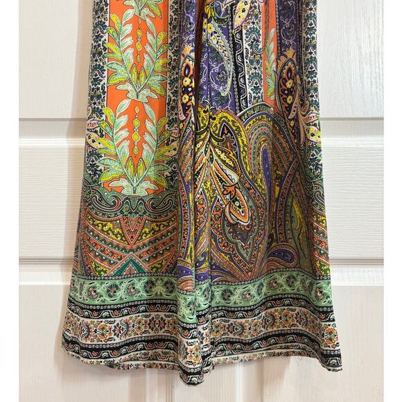 OVI Women S Bright 60's Bell Bottom Bold Elastic Waist Pants Boho Casual - Picture 5 of 8